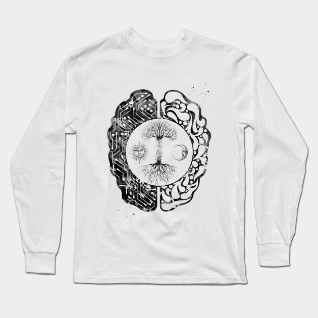 Tree of Life and brain Long Sleeve T-Shirt by erzebeth